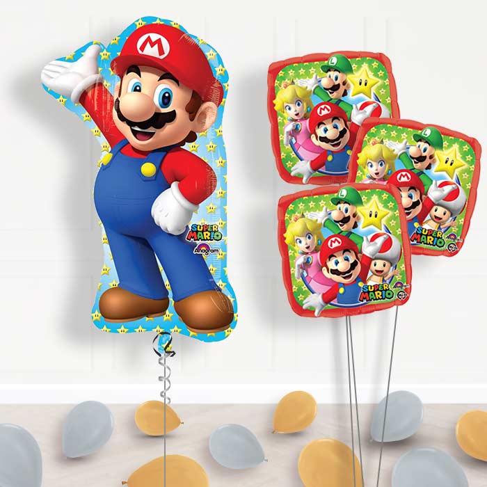 Super Mario Balloon Bouquet in a Box Gift - Themed Bouquet and Latex | Party Save Smile