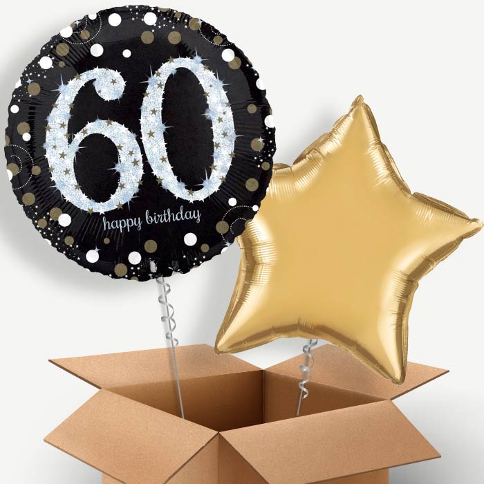 Gold 60th Birthday Helium Balloon Duo | Party Save Smile