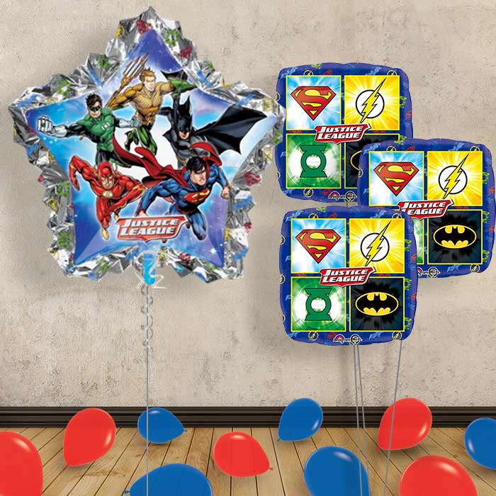 Justice League Balloon Bouquet in a Box - Themed Bouquet and Latex | Party Save Smile