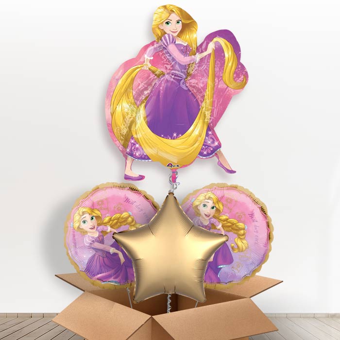 Giant Rapunzel Shaped Helium Balloon in a Box-1 x Giant Balloon and 2 Themed Balloons and 1 Plain Balloon