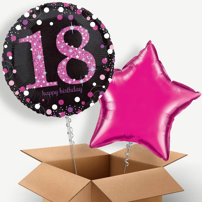 Pink 18th Birthday Helium Balloon Couple | Party Save Smile