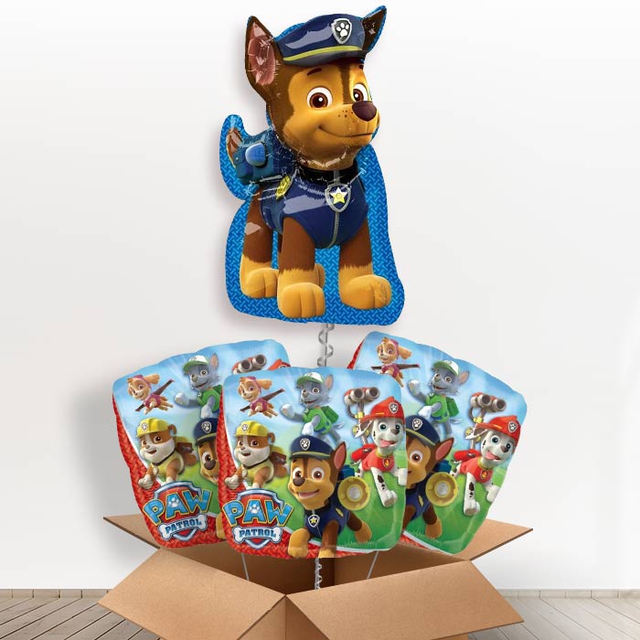 Paw Patrol Chase Helium Balloon in a Box - With 3 Themed Balloons | Party Save Smile