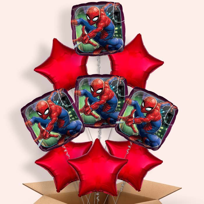 Animated Spiderman Helium Balloon in a Box - 9 Balloons | Party Save Smile