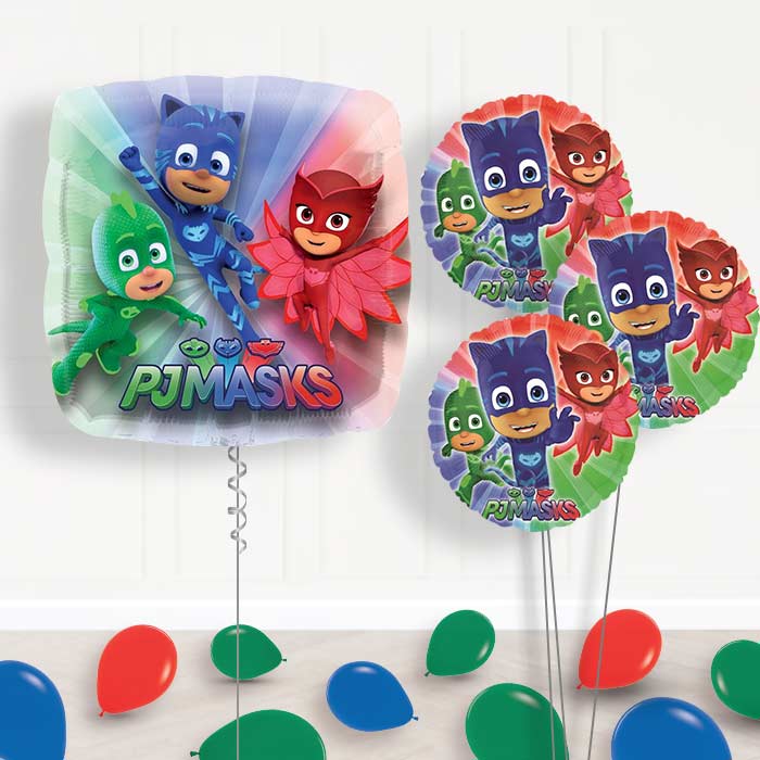 PJ Masks Inflated Helium Balloons Delivered - Themed Bouquet and Latex | Party Save Smile