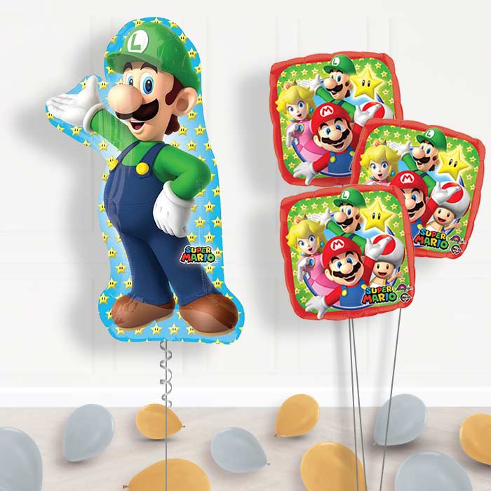 Luigi Balloon Bouquet Delivered in a Box - Themed Bouquet and Latex | Party Save Smile