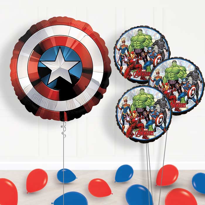 Captain America Helium Balloon Bouquet - Themed Bouquet and Latex | Party Save Smile