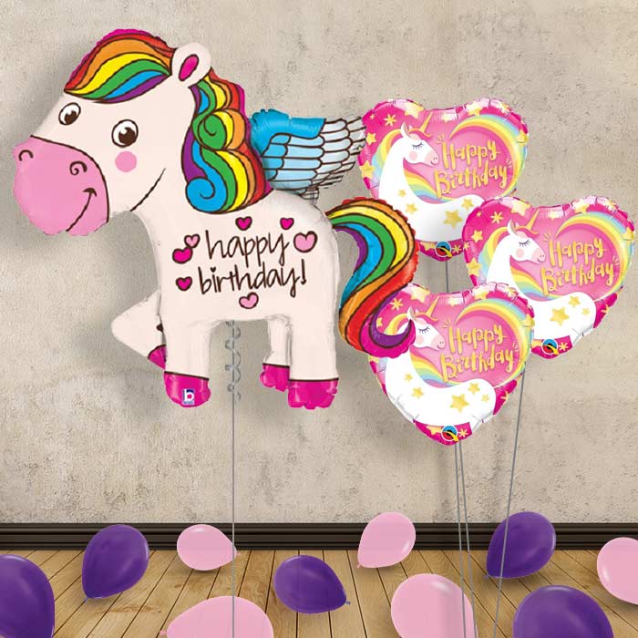 Unicorn Birthday Balloon Bouquet Delivered - Themed Bouquet and Latex | Party Save Smile