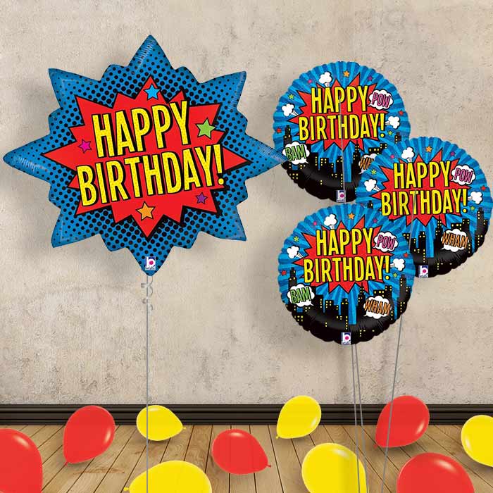 Happy Birthday Superhero Balloon Bouquet in a Box - Themed Bouquet and Latex | Party Save Smile