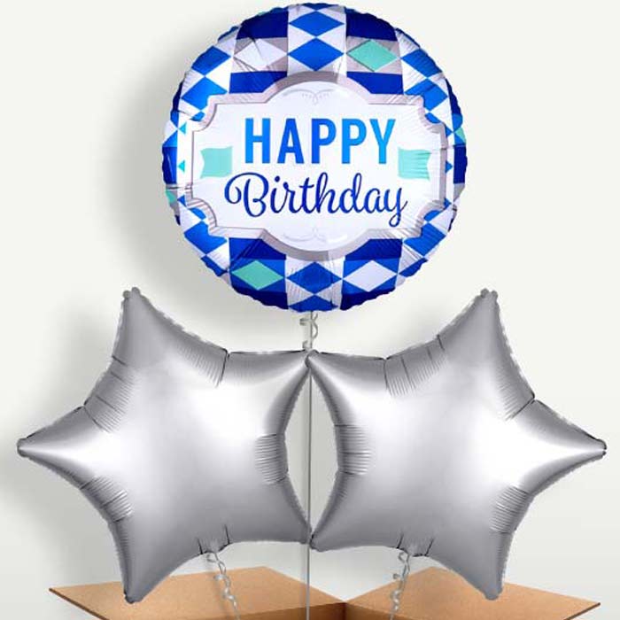 Tie Pattern Happy Birthday Helium Bunch of Balloons | Party Save Smile