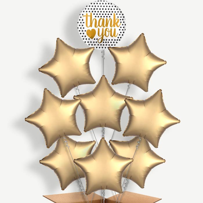 Black & Gold Thank You Helium Balloon Bundle | Party Save Smile