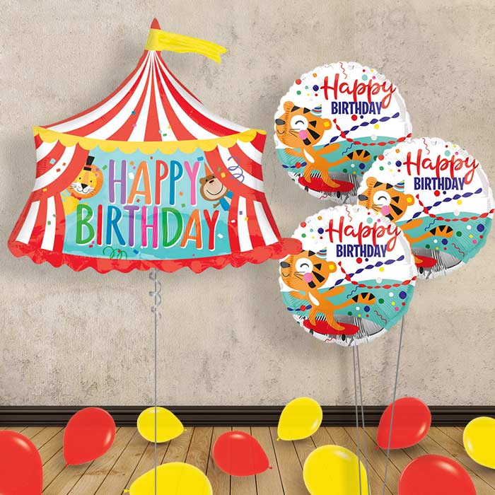 Circus Helium Balloon Bouquet – Happy Birthday - Themed Bouquet and Latex | Party Save Smile