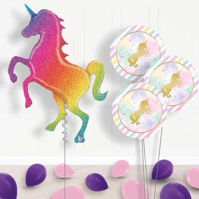Shaped Unicorn Balloon Bouquet in a Box - Themed Bouquet and Latex | Party Save Smile