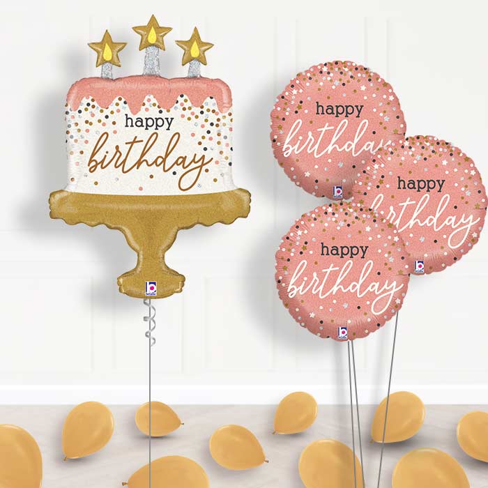 Birthday Cake Helium Balloon Bouquet in a Box - Themed Bouquet and Latex | Party Save Smile