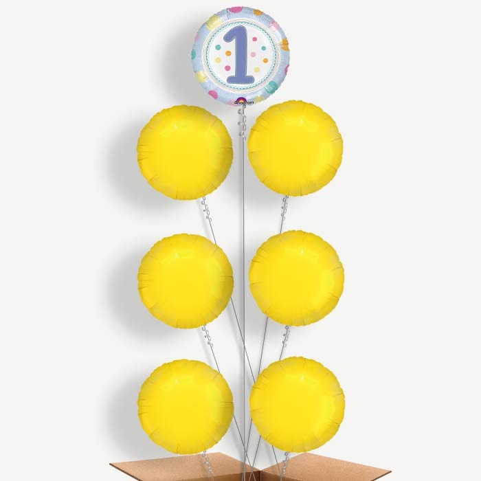 Pastel Dots 1st Birthday Helium Balloon Arrangement | Party Save Smile