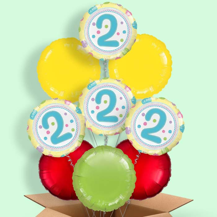 Colourful Spots 2nd Birthday Helium Balloon in a Box - 9 Balloon | Party Save Smile