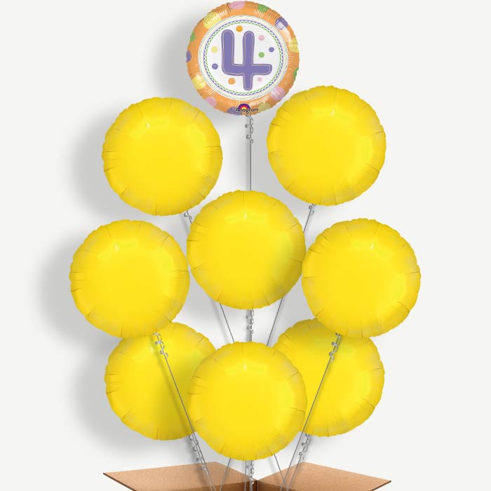 Colourful Spots 4th Birthday Helium Balloon Bundle | Party Save Smile