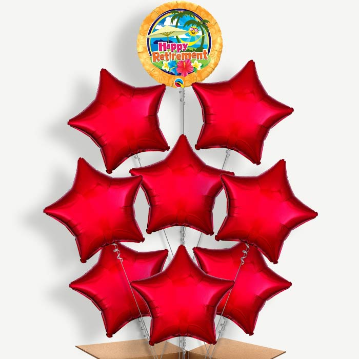 Happy Retirement Tropical Beach Helium Balloon Bundle | Party Save Smile