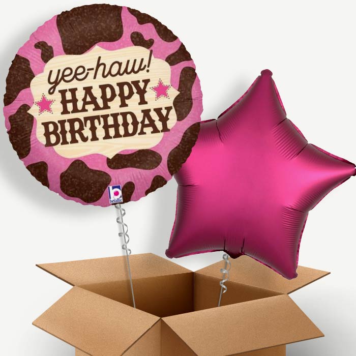 Cowgirl Yee Haw Birthday Helium Balloon Duo | Party Save Smile