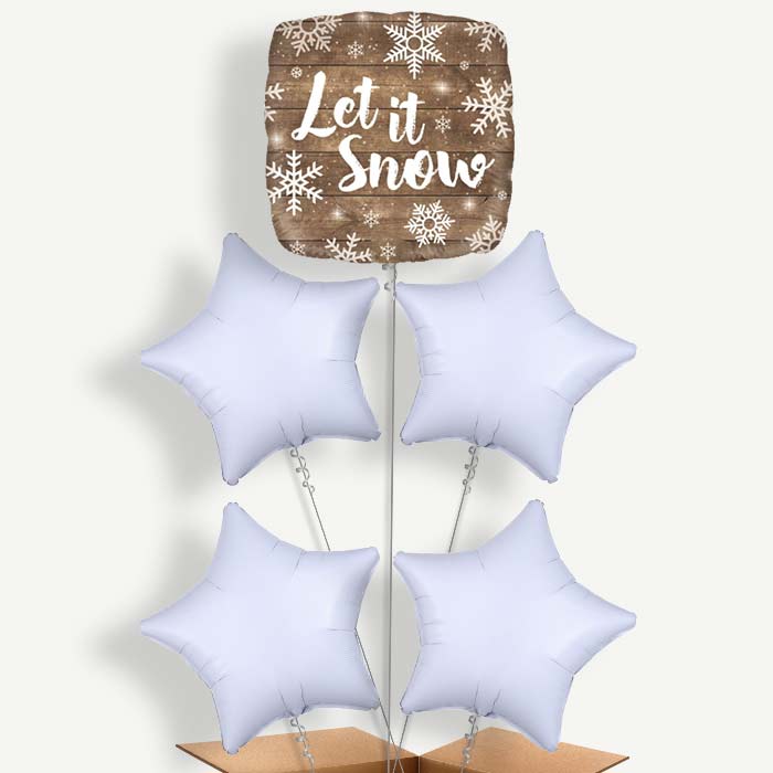 Let It Snow Christmas Balloon Clusters Inflated with Helium | Party Save Smile