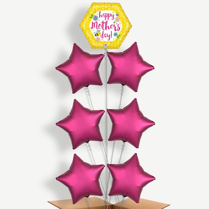 Mother's Day Bee Balloon Arrangement Inflated with Helium | Party Save Smile