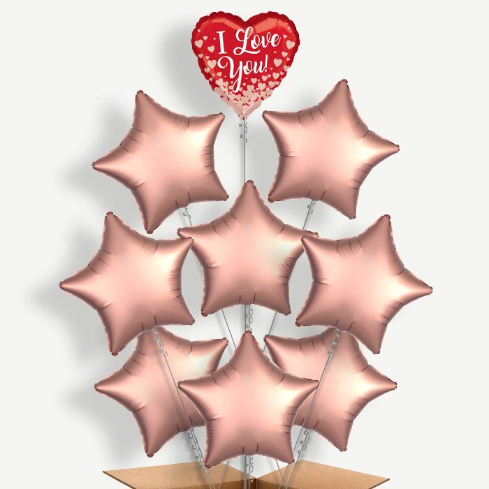 I Love You (Rose Gold Hearts) Helium Balloon Bundle | Party Save Smile