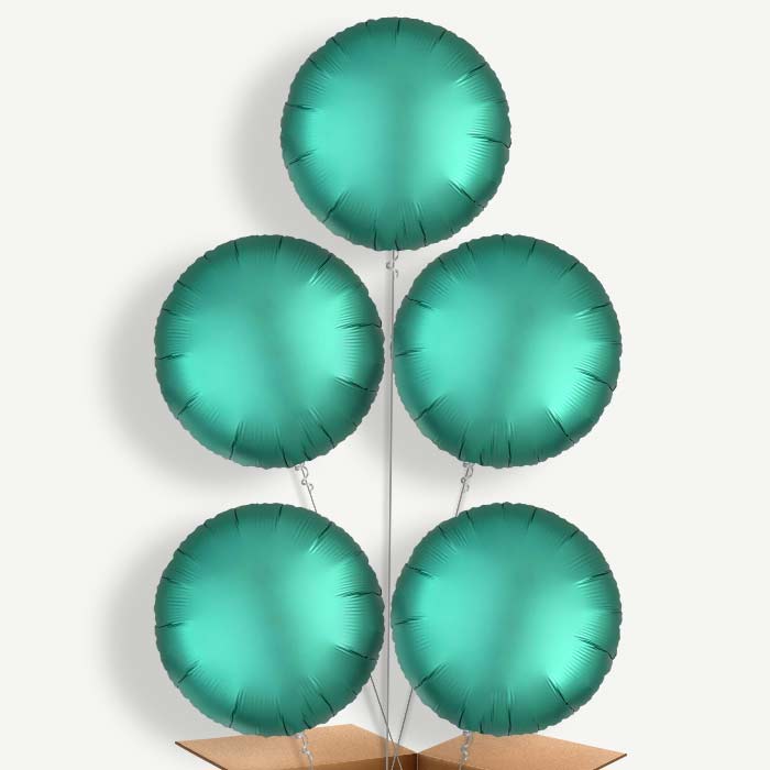 Jade Green Satin Circle Helium Cluster Balloons | Party Save Smile