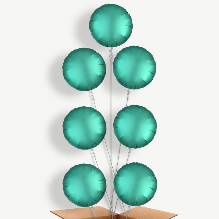 Jade Green Satin Circle Helium Balloon Arrangement | Party Save Smile