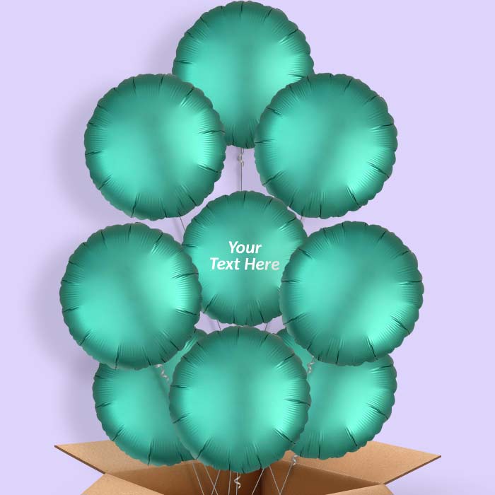 Jade Green Satin Circle Helium Balloon in a Box - 9 Balloon | Party Save Smile