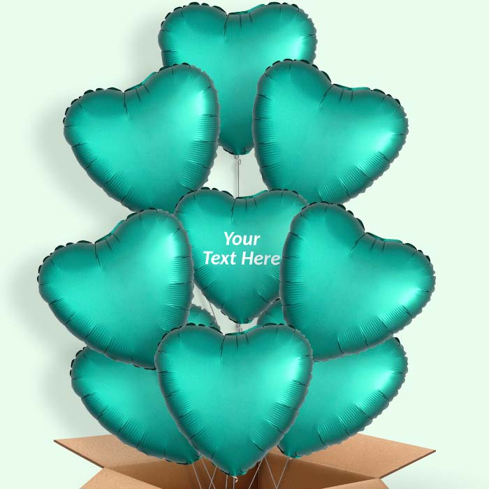 Jade Green Satin Heart Helium Balloon in a Box - 9 Balloon | Party Save Smile