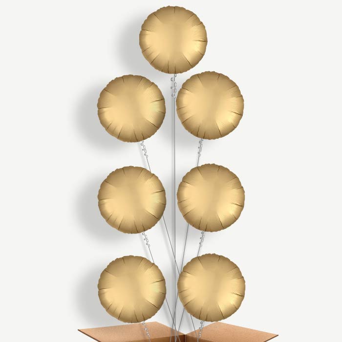 Satin Gold Circle Helium Balloon Arrangement | Party Save Smile