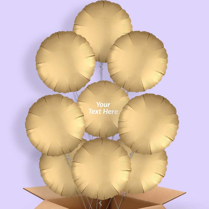 Satin Gold Circle Helium Balloons in a Box - 9 Balloon | Party Save Smile