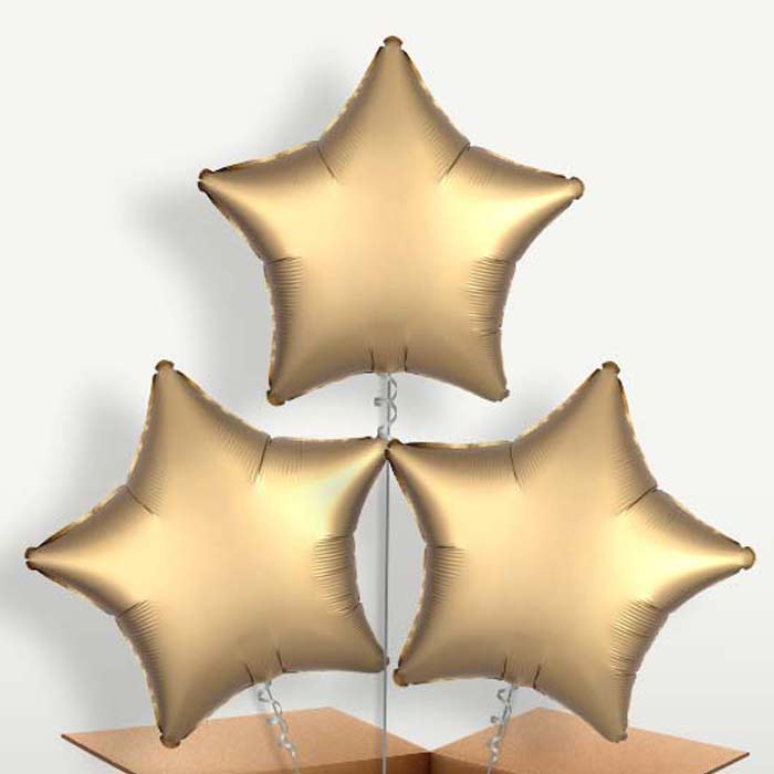 Satin Gold Star Helium Bunch of Balloons | Party Save Smile
