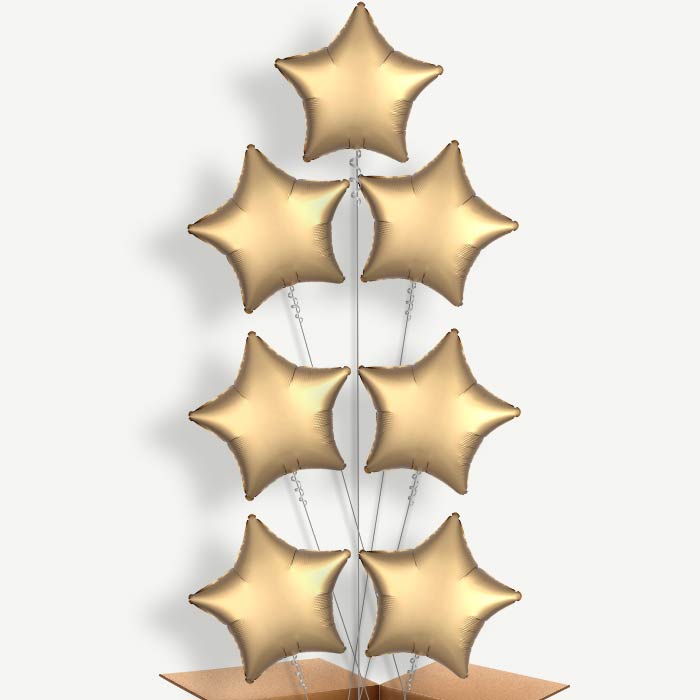 Satin Gold Star Helium Balloon Arrangement | Party Save Smile
