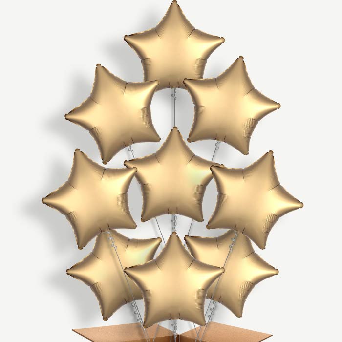 Satin Gold Star Helium Balloon Bundle | Party Save Smile