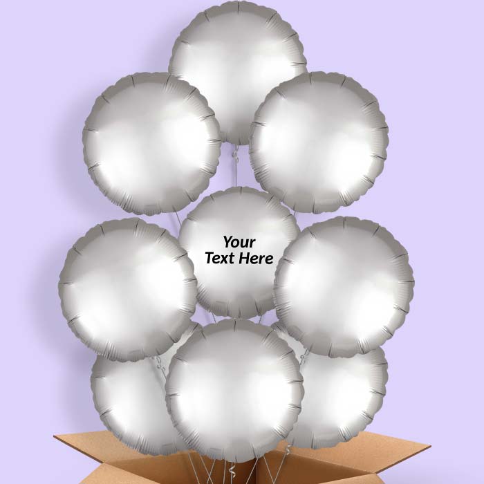 Platinum Grey Circle Helium Balloons in a Box - 9 Balloon | Party Save Smile
