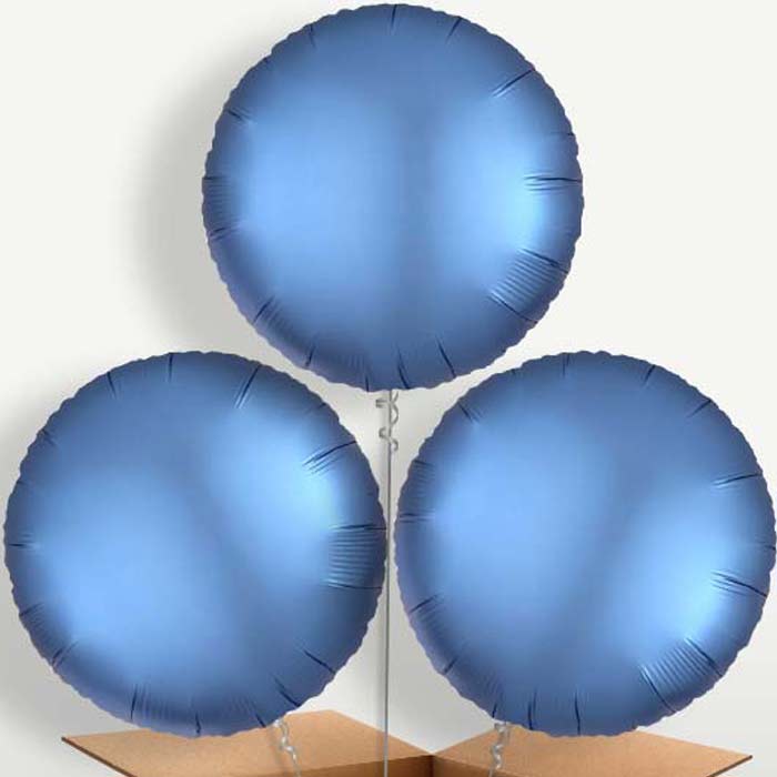 Azure Blue Satin Circle Bunch of Balloons | Party Save Smile
