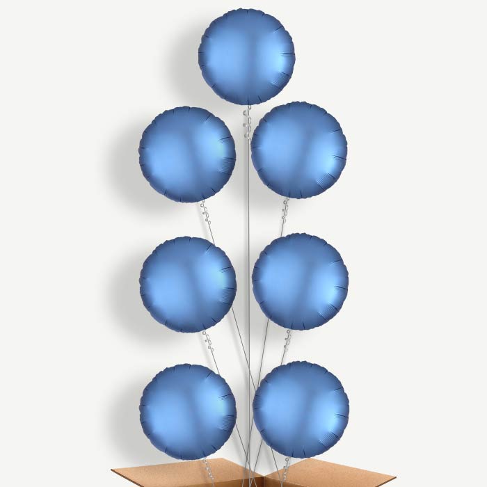 Azure Blue Satin Circle Helium Balloon Arrangement | Party Save Smile