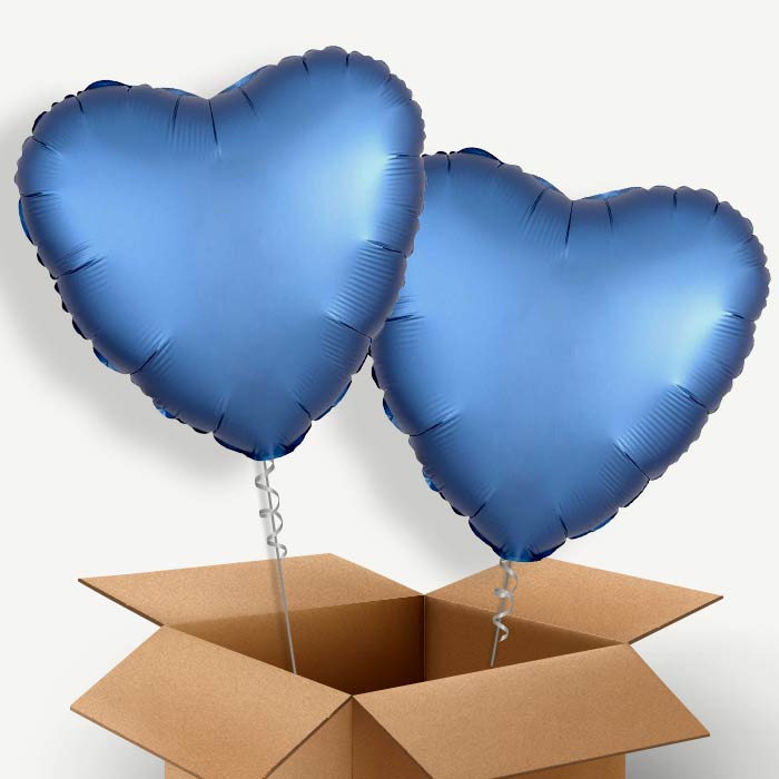 Azure Blue Heart Satin Luxe Helium Balloon Two | Party Save Smile