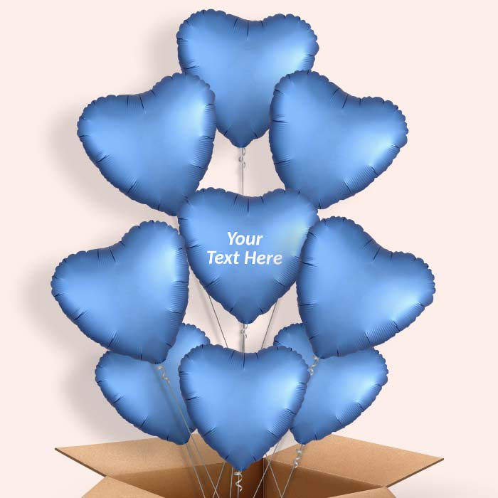Azure Blue Heart Satin Luxe Helium Balloon in a Box - 9 Balloon | Party Save Smile