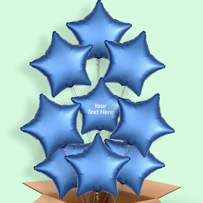 Azure Blue Satin Star Helium Balloon in a Box - 9 Balloon | Party Save Smile