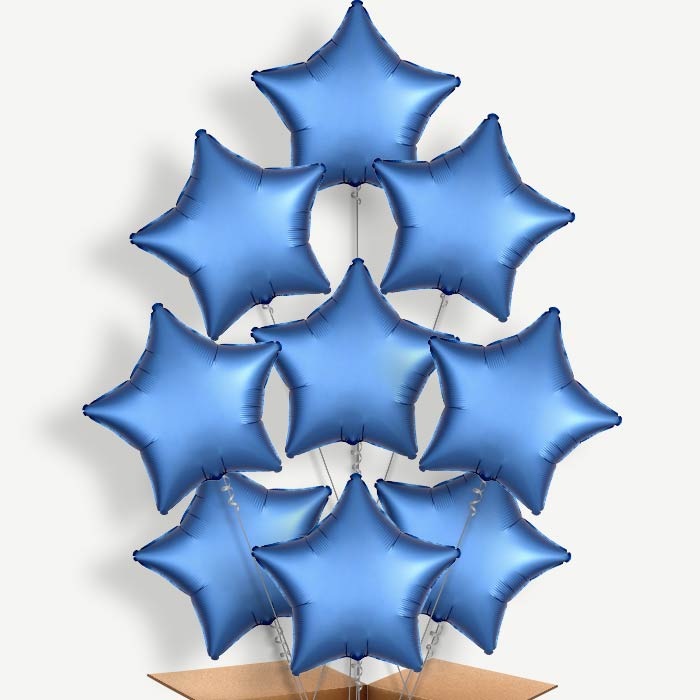 Azure Blue Satin Star Helium Balloon Bundle | Party Save Smile