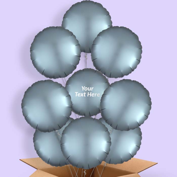 Steel Blue Satin Circle Helium Balloon in a Box - 9 Balloon | Party Save Smile