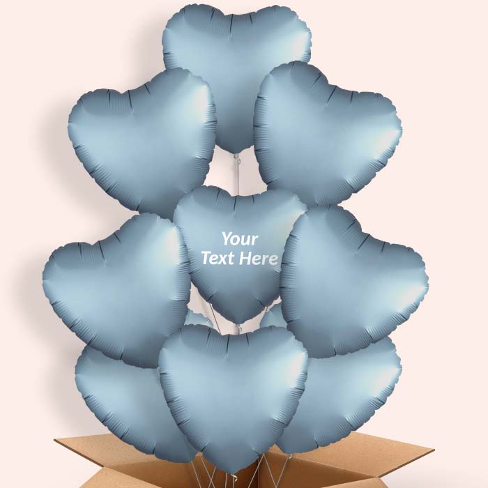 Steel Blue Satin Heart Helium Balloon in a Box - 9 Balloon | Party Save Smile