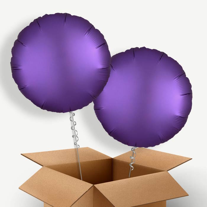 Dark Purple Satin Circle Helium Balloon Duo | Party Save Smile