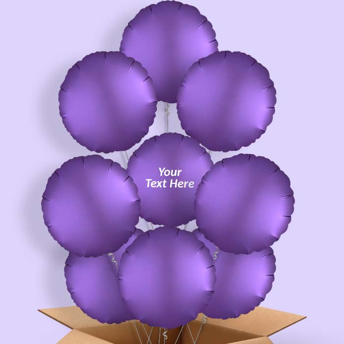 Dark Purple Satin Circle Helium Balloon in a Box - 9 Balloon | Party Save Smile