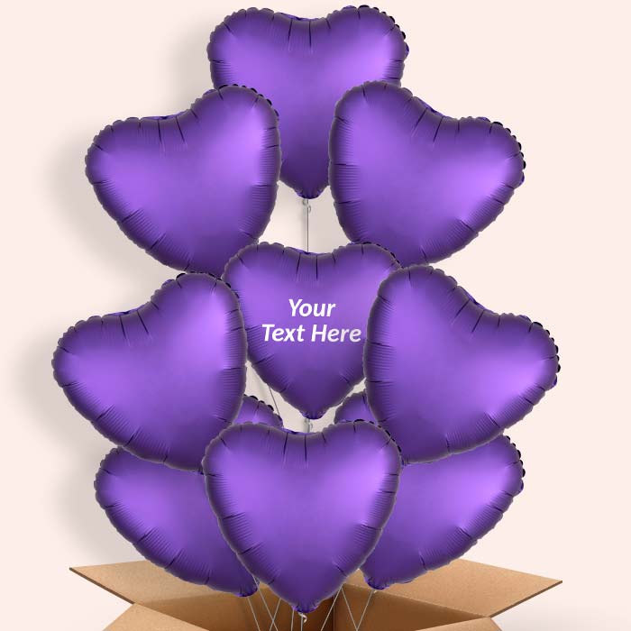 Dark Purple Satin Heart Helium Balloon in a Box - 9 Balloon | Party Save Smile