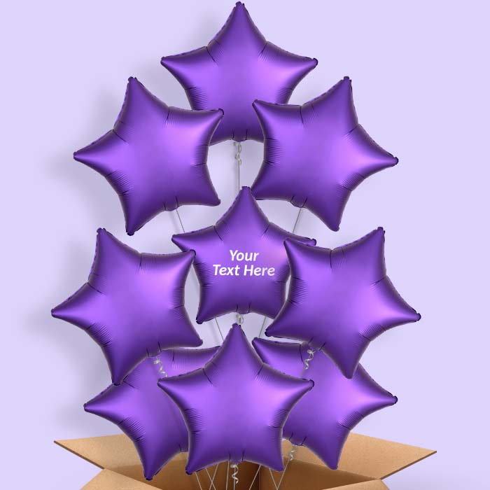 Dark Purple Satin Star Helium Balloon in a Box - 9 Balloon | Party Save Smile