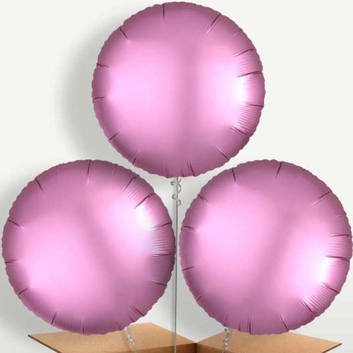 Flamingo Pink Trio Balloon Bunch inflated with Helium | Party Save Smile