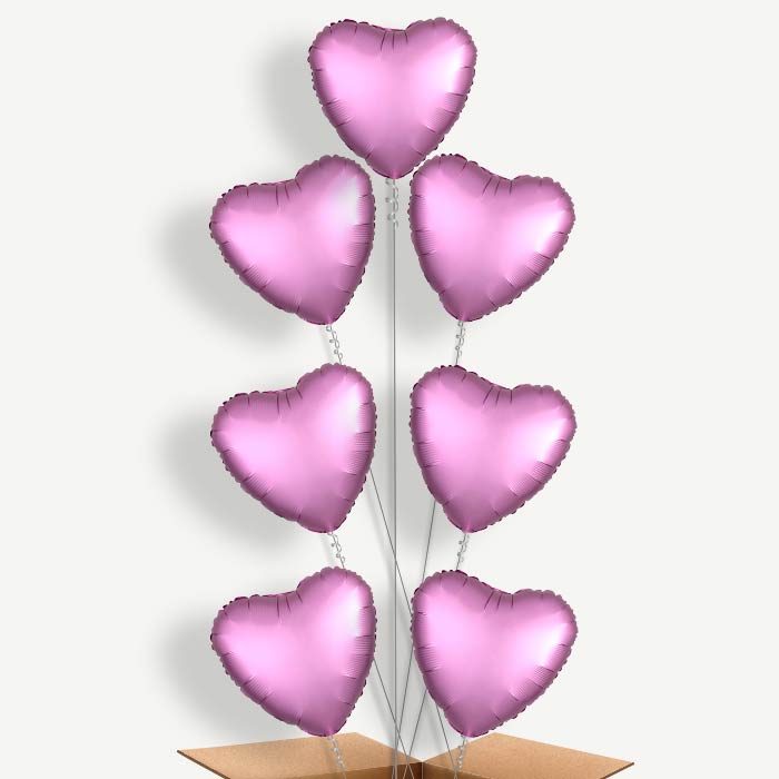 Flamingo Pink Heart Balloon Arrangement Inflated with Helium | Party Save Smile