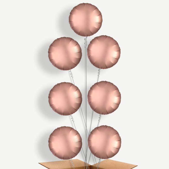 Rose Copper Satin Circle Helium Balloon Arrangement | Party Save Smile